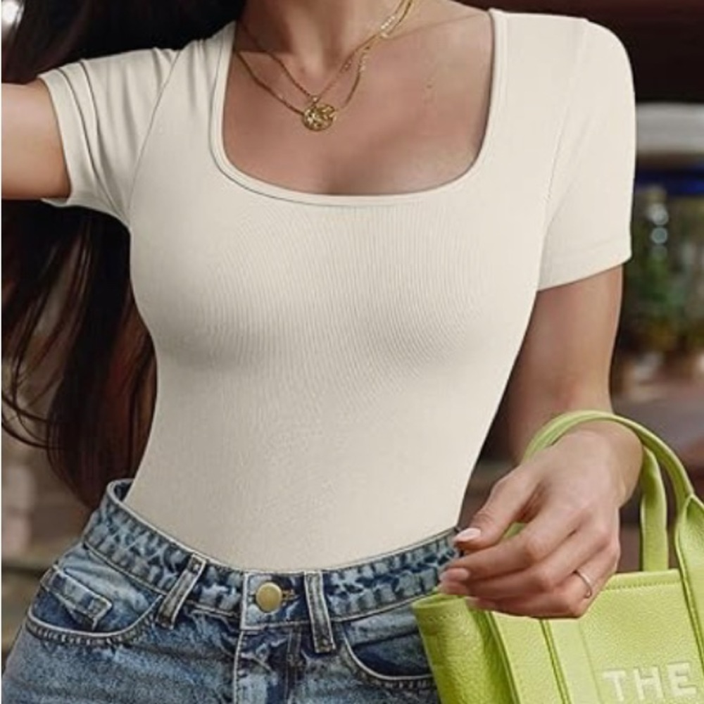 Women's Cream Ribbed Top
